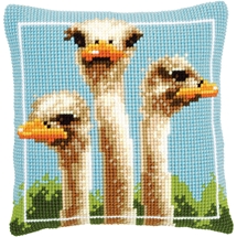 Ostriches Needlepoint Cushion