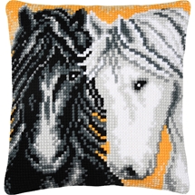 Black & White Horses Needlepoint Cushion