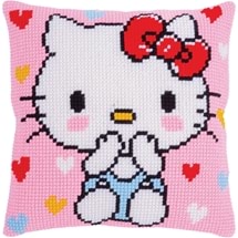 Hello Kitty Kiss Kiss Needlepoint Cushion